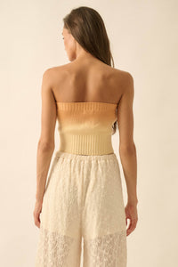 Cross Fade Ombre Ribbed Knit Strapless Tube Top - ShopPromesa