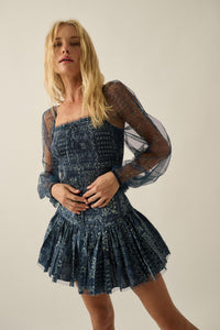 Bandana Belle Smocked Floral Tulle Peasant Top - ShopPromesa