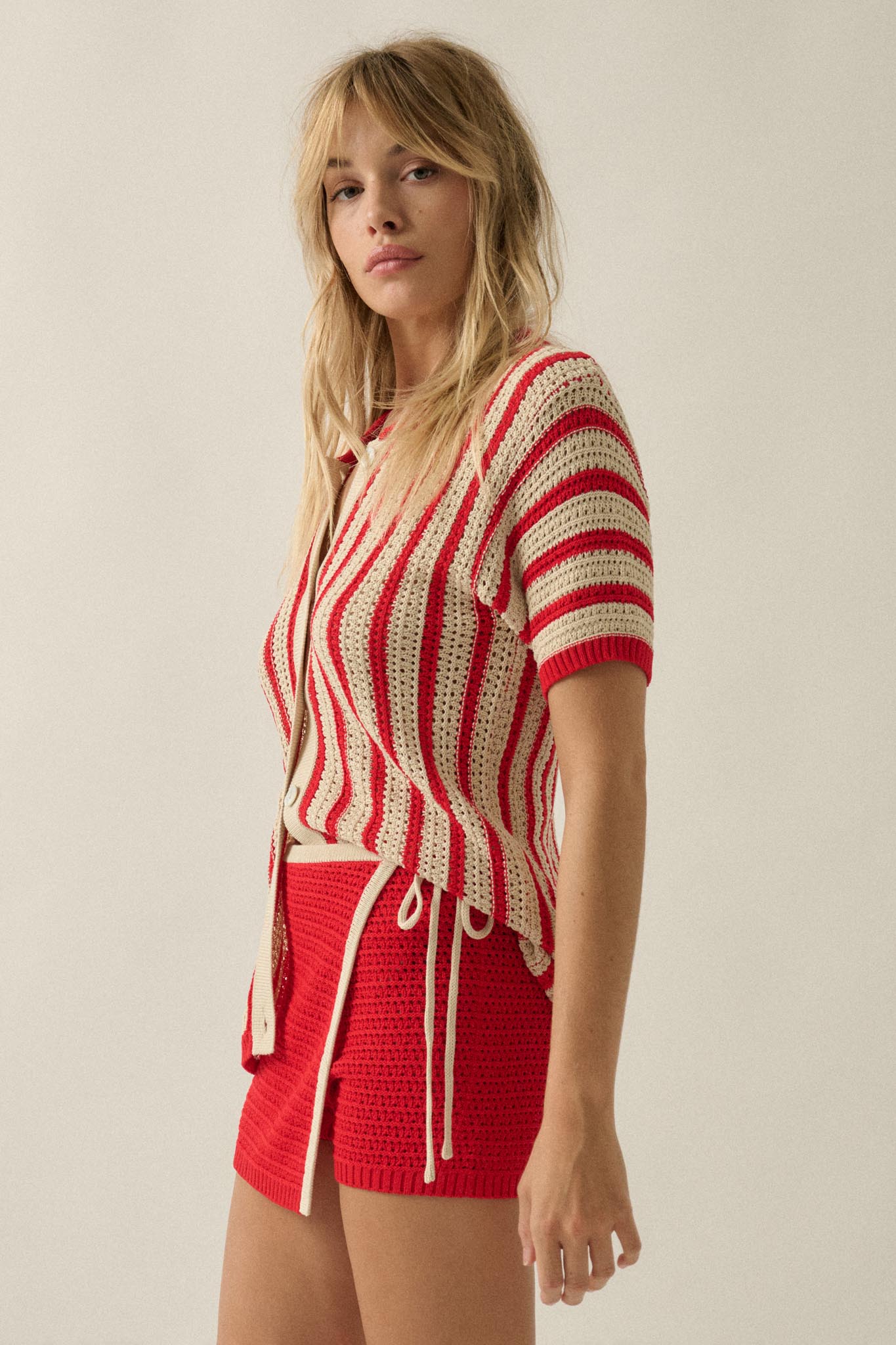 Day in the Sun Striped Crochet-Knit Camp Shirt - ShopPromesa