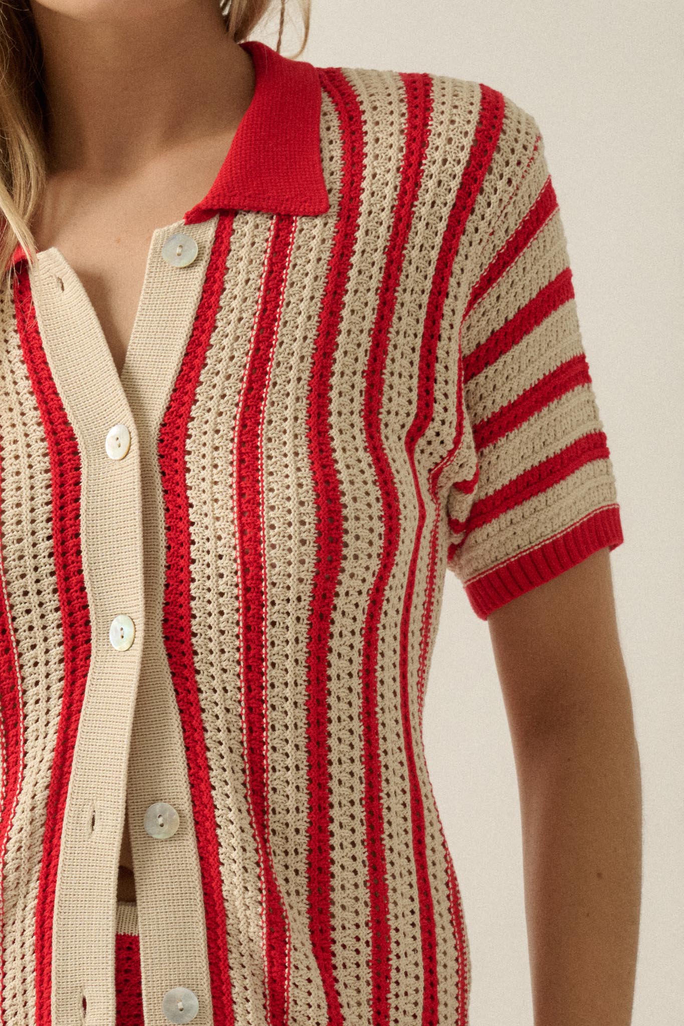 Day in the Sun Striped Crochet-Knit Camp Shirt - ShopPromesa