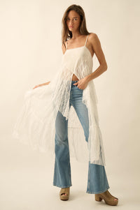 Whispering Winds Sheer Lace Flyaway Maxi Top - ShopPromesa