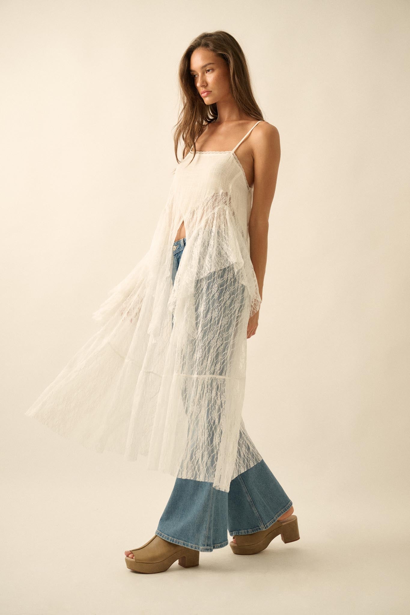 Whispering Winds Sheer Lace Flyaway Maxi Top - ShopPromesa