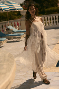 Whispering Winds Sheer Lace Flyaway Maxi Top - ShopPromesa