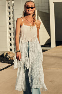Whispering Winds Sheer Lace Flyaway Maxi Top - ShopPromesa