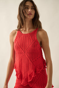 Crochet All Day Crochet-Knit Ruffle Tank Top - ShopPromesa