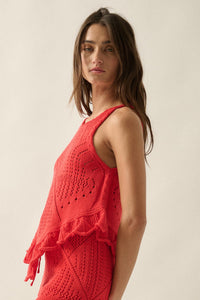 Crochet All Day Crochet-Knit Ruffle Tank Top - ShopPromesa