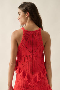 Crochet All Day Crochet-Knit Ruffle Tank Top - ShopPromesa