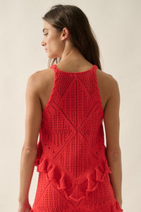 Crochet All Day Crochet-Knit Ruffle Tank Top - ShopPromesa