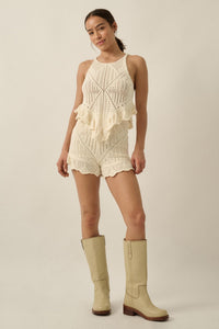 Crochet All Day Crochet-Knit Ruffle Tank Top - ShopPromesa