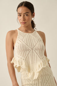 Crochet All Day Crochet-Knit Ruffle Tank Top - ShopPromesa