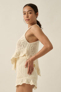 Crochet All Day Crochet-Knit Ruffle Tank Top - ShopPromesa