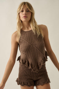 Crochet All Day Crochet-Knit Ruffle Tank Top - ShopPromesa