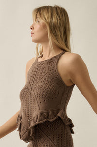 Crochet All Day Crochet-Knit Ruffle Tank Top - ShopPromesa