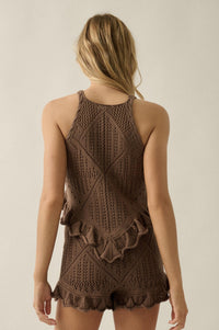 Crochet All Day Crochet-Knit Ruffle Tank Top - ShopPromesa