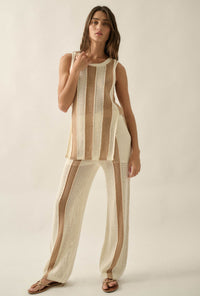 Sooner or Later Striped Crochet-Knit Tunic Tank Top - ShopPromesa