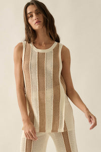 Sooner or Later Striped Crochet-Knit Tunic Tank Top - ShopPromesa