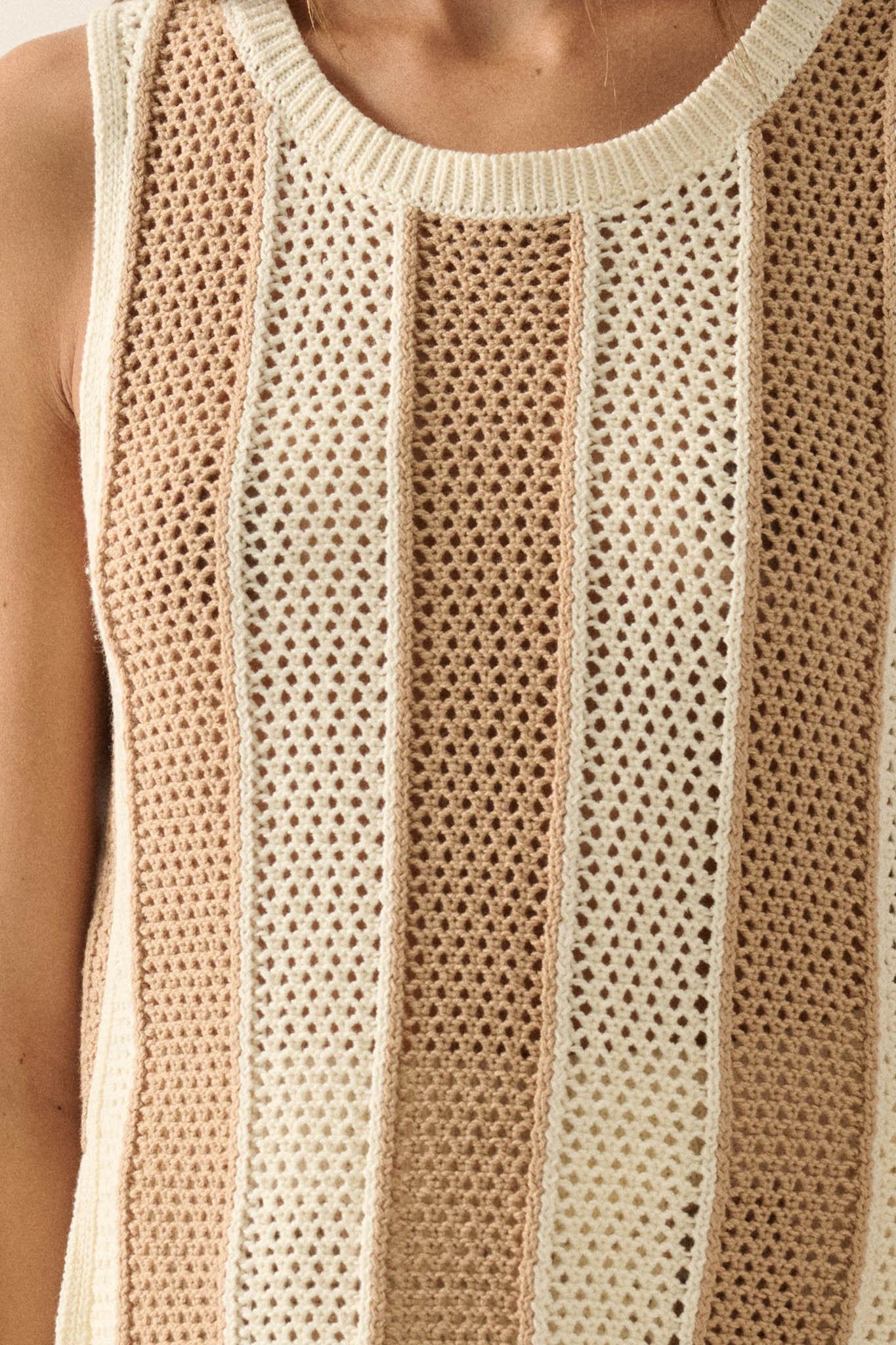 Sooner or Later Striped Crochet-Knit Tunic Tank Top - ShopPromesa