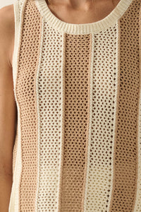 Sooner or Later Striped Crochet-Knit Tunic Tank Top - ShopPromesa