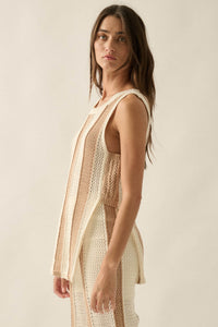 Sooner or Later Striped Crochet-Knit Tunic Tank Top - ShopPromesa