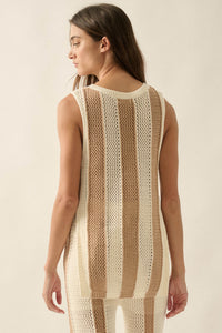 Sooner or Later Striped Crochet-Knit Tunic Tank Top - ShopPromesa