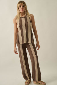 Sooner or Later Striped Crochet-Knit Tunic Tank Top - ShopPromesa