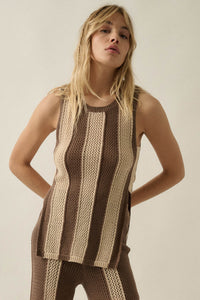 Sooner or Later Striped Crochet-Knit Tunic Tank Top - ShopPromesa
