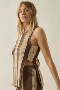 Sooner or Later Striped Crochet-Knit Tunic Tank Top - ShopPromesa