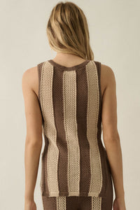 Sooner or Later Striped Crochet-Knit Tunic Tank Top - ShopPromesa