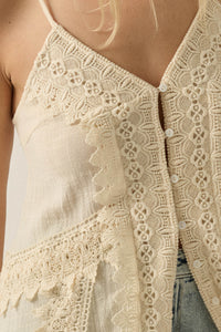 Up in the Air Cotton Gauze and Lace Maxi Top - ShopPromesa