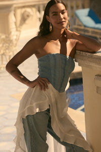 Counting Clouds Ruffled Asymmetrical Maxi Top - ShopPromesa