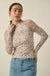 Lovely Blossoms Floral Mesh Mock-Neck Thumbhole Top - ShopPromesa