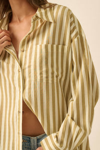 Saturday Morning Oversize Striped Button-Up Shirt - ShopPromesa