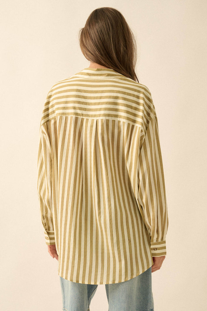 Saturday Morning Oversize Striped Button-Up Shirt - ShopPromesa