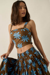 Petals Twirl Floral-Print Cropped Tank Top - ShopPromesa