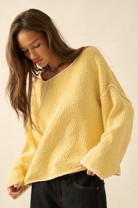 Get Cozy Textured Knit Exposed-Seam Sweater - ShopPromesa
