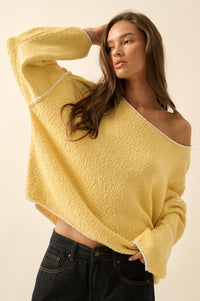 Get Cozy Textured Knit Exposed-Seam Sweater - ShopPromesa