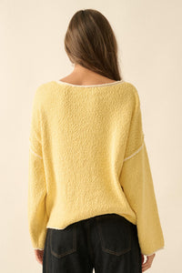 Get Cozy Textured Knit Exposed-Seam Sweater - ShopPromesa