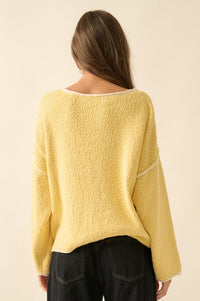 Get Cozy Textured Knit Exposed-Seam Sweater - ShopPromesa