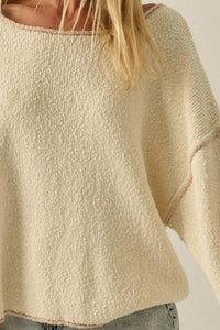 Get Cozy Textured Knit Exposed-Seam Sweater - ShopPromesa
