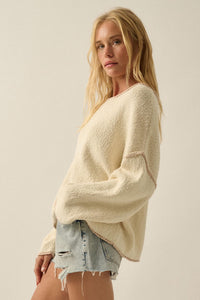 Get Cozy Textured Knit Exposed-Seam Sweater - ShopPromesa