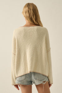 Get Cozy Textured Knit Exposed-Seam Sweater - ShopPromesa