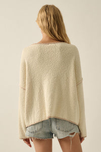Get Cozy Textured Knit Exposed-Seam Sweater - ShopPromesa