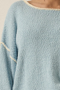Get Cozy Textured Knit Exposed-Seam Sweater - ShopPromesa