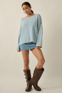 Get Cozy Textured Knit Exposed-Seam Sweater - ShopPromesa