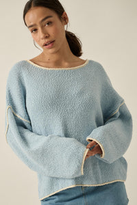 Get Cozy Textured Knit Exposed-Seam Sweater - ShopPromesa