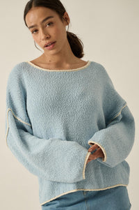 Get Cozy Textured Knit Exposed-Seam Sweater - ShopPromesa
