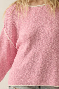 Get Cozy Textured Knit Exposed-Seam Sweater - ShopPromesa