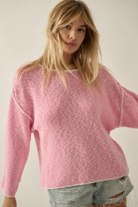 Get Cozy Textured Knit Exposed-Seam Sweater - ShopPromesa