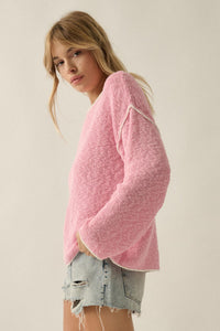 Get Cozy Textured Knit Exposed-Seam Sweater - ShopPromesa