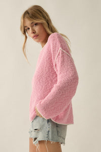 Get Cozy Textured Knit Exposed-Seam Sweater - ShopPromesa